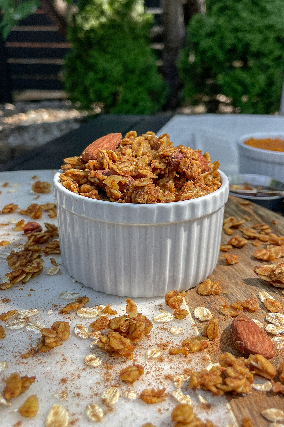 Fall Pumpkin Spice Granola in a ramekin