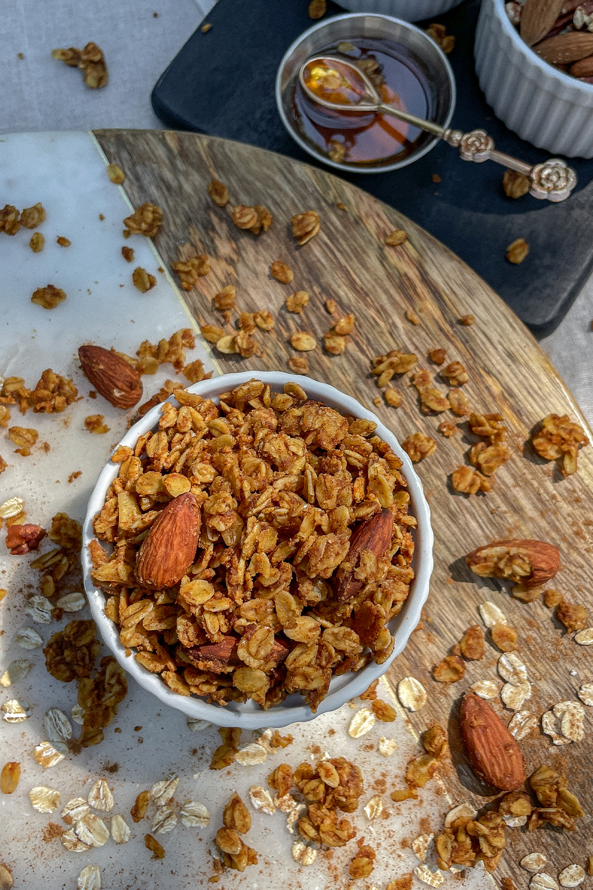 Fall Pumpkin Spice Granola in a ramekin