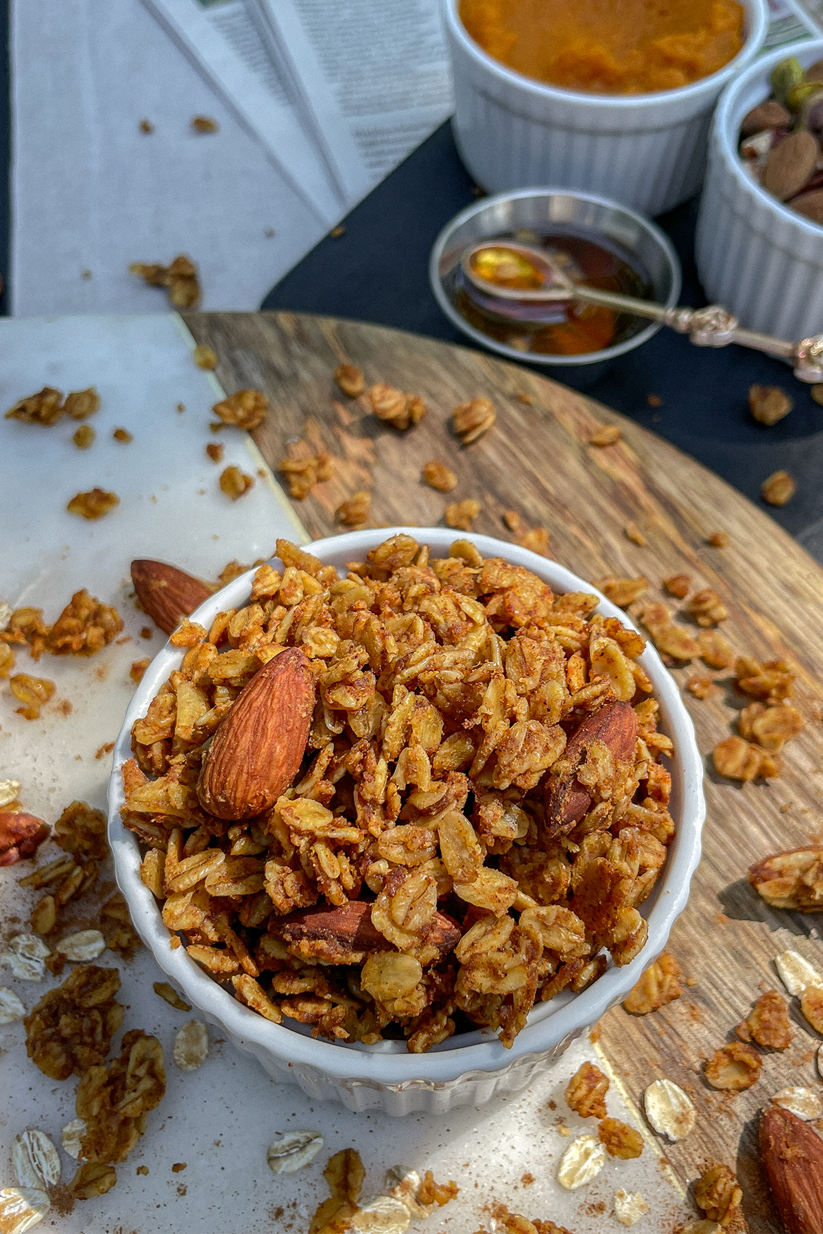 Fall Pumpkin Spice Granola in a ramekin