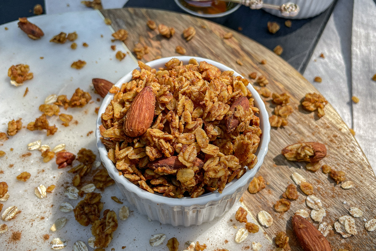 Fall Pumpkin Spice Granola in a ramekin