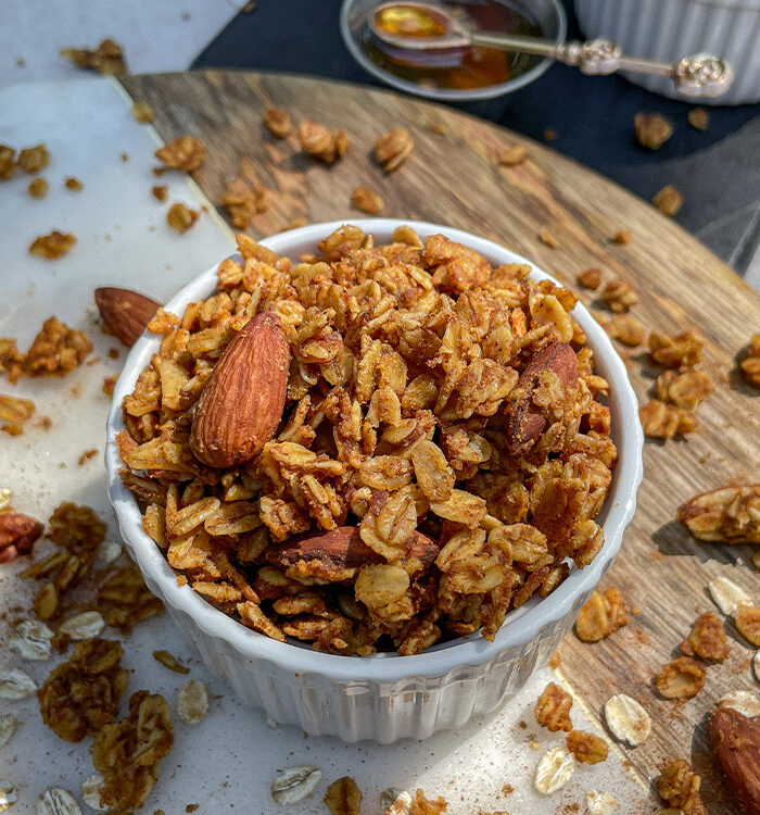 Fall Pumpkin Spice Granola in a ramekin