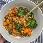 Roasted Butternut Squash Quinoa Salad in a ceramic bowl