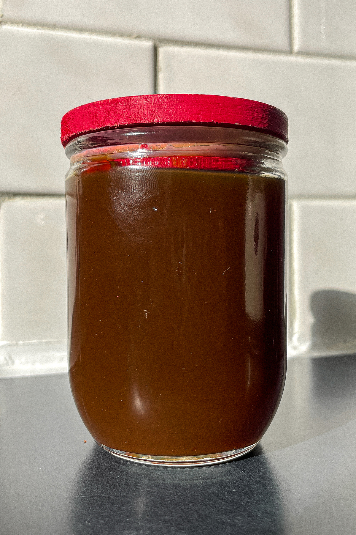 Homemade Chai Syrup in a glass jar