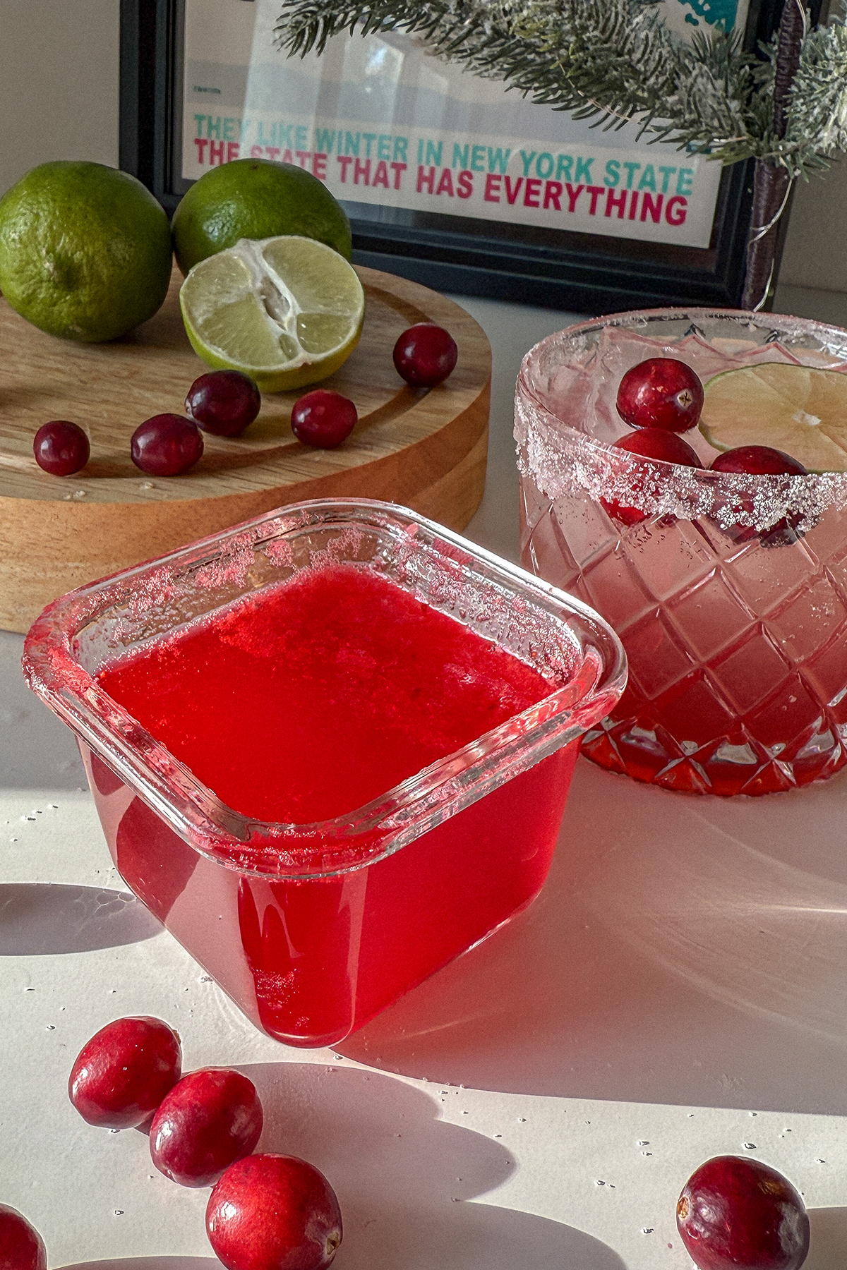 Homemade Cranberry Syrup in a glass container