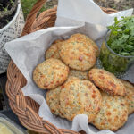 White Cheddar Herb Biscuits in a basket