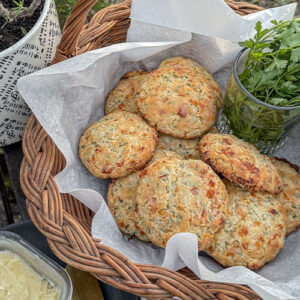 White Cheddar Herb Biscuits in a basket