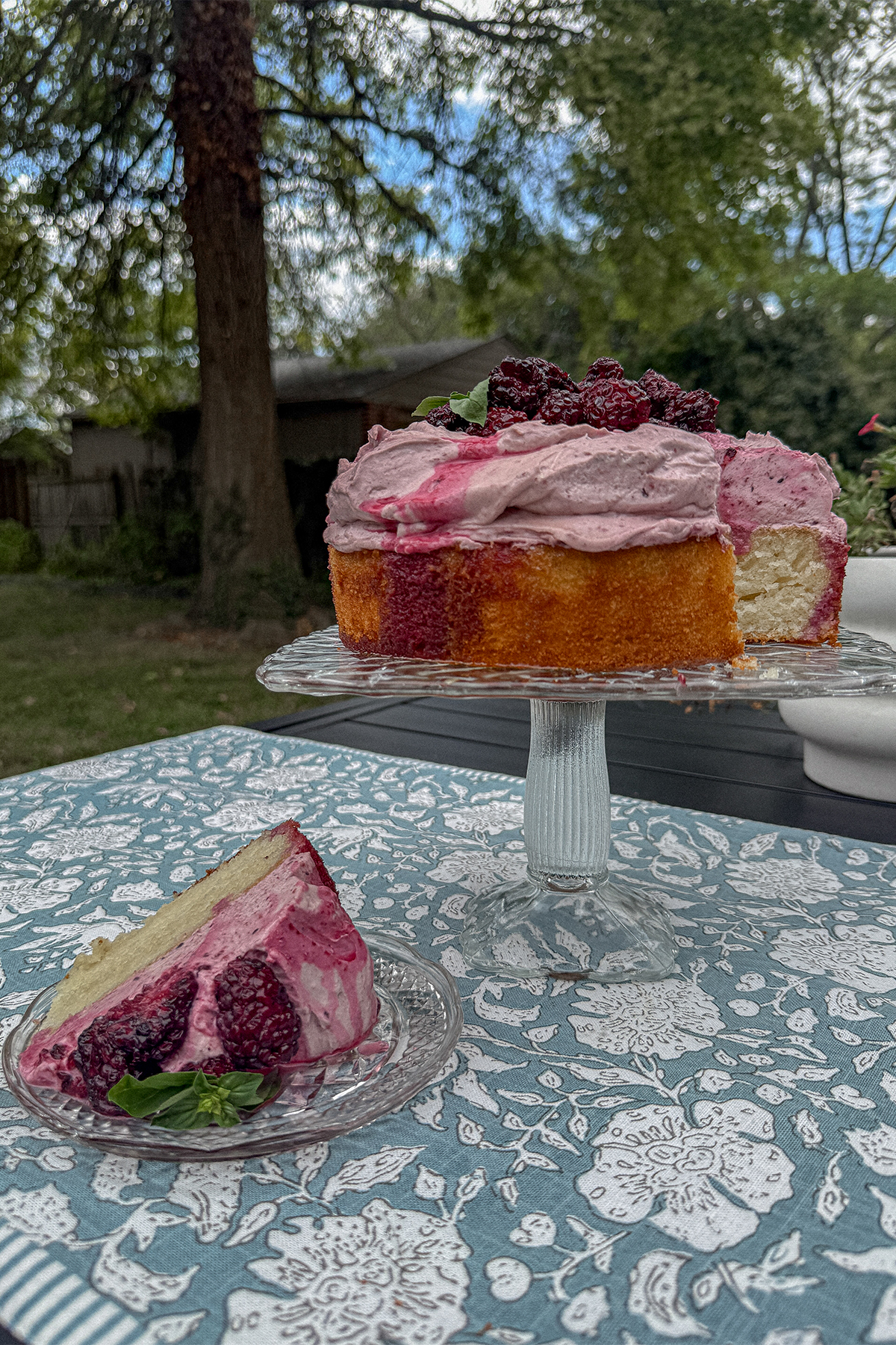 Blackberry Olive Oil Cake with Mascarpone Cream