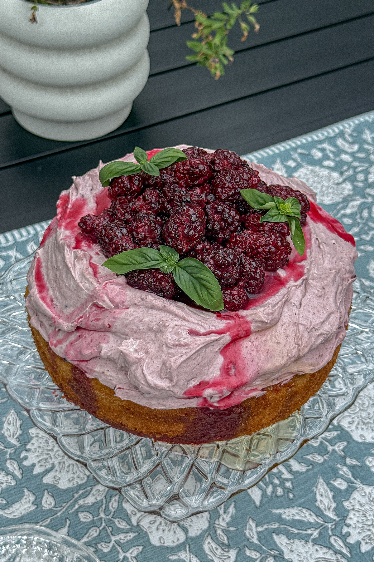 Blackberry Olive Oil Cake with Mascarpone Cream